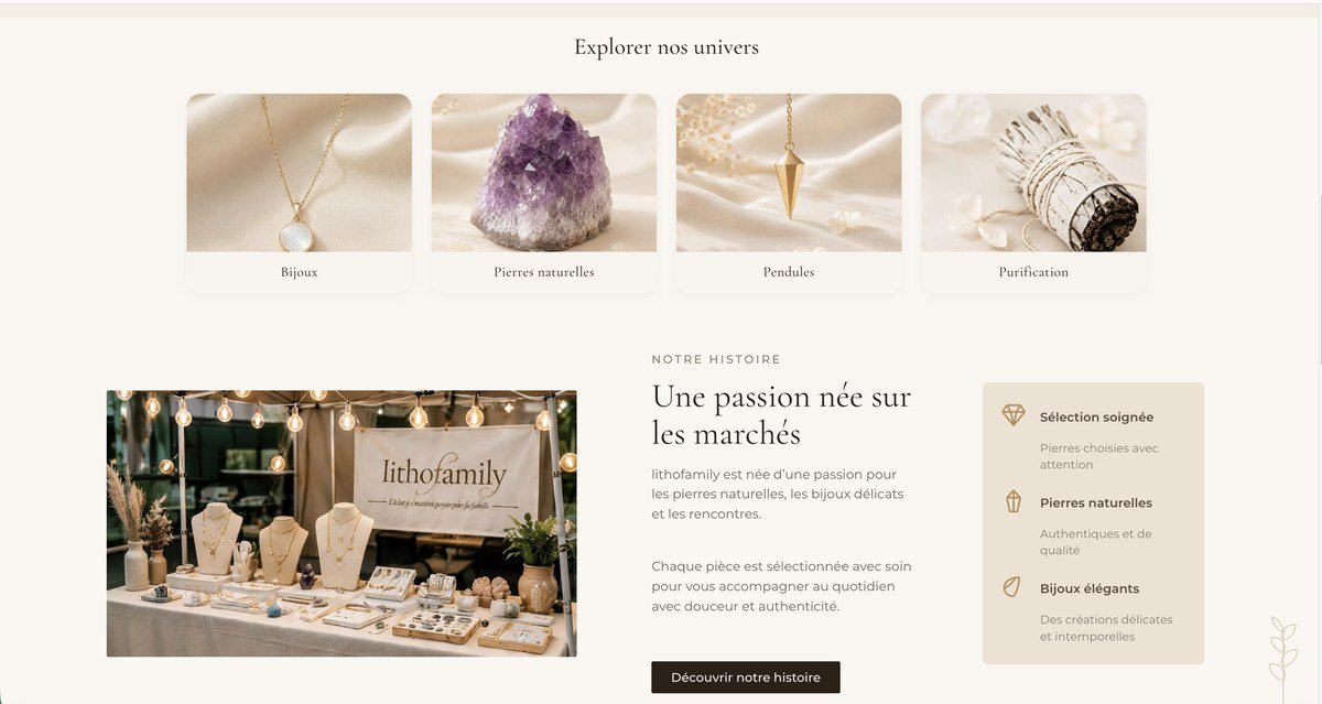 Explorer nos univers — bijoux, pierres naturelles, pendules, purification