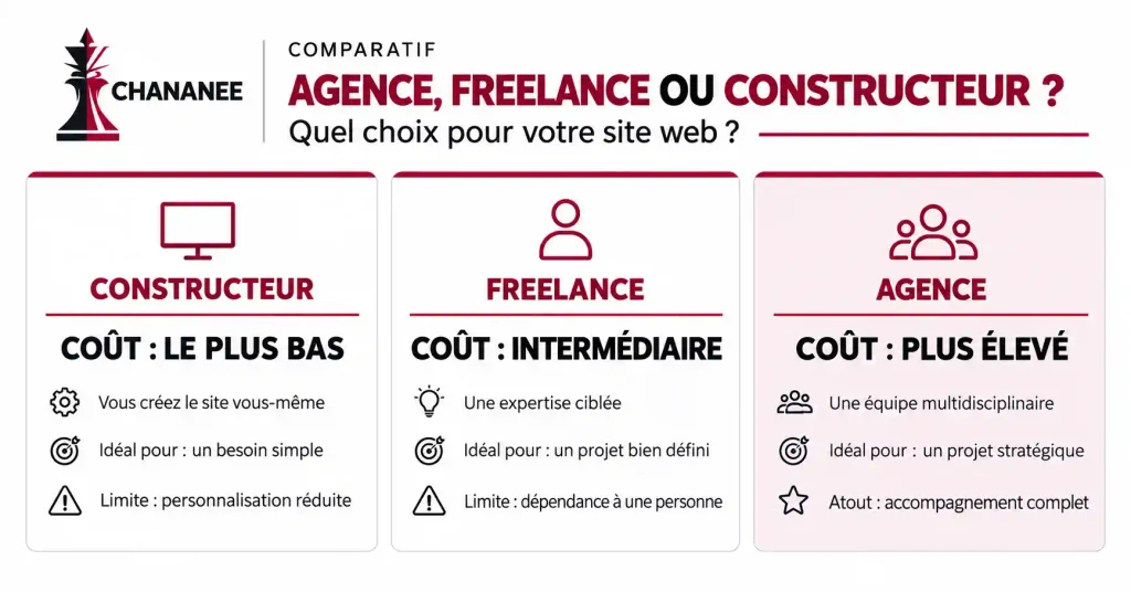comparaison des coûts site web agence freelance constructeur Québec